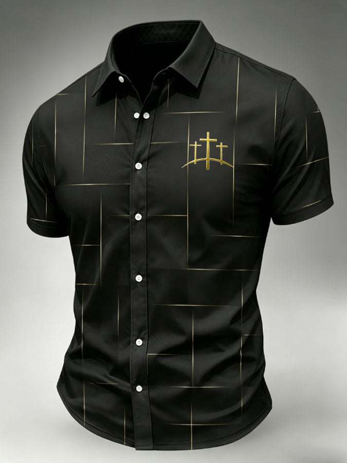 Men's Faith Cross Printed Casual Shirt