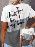 Female Jesus Cross Round Neck T-Shirt