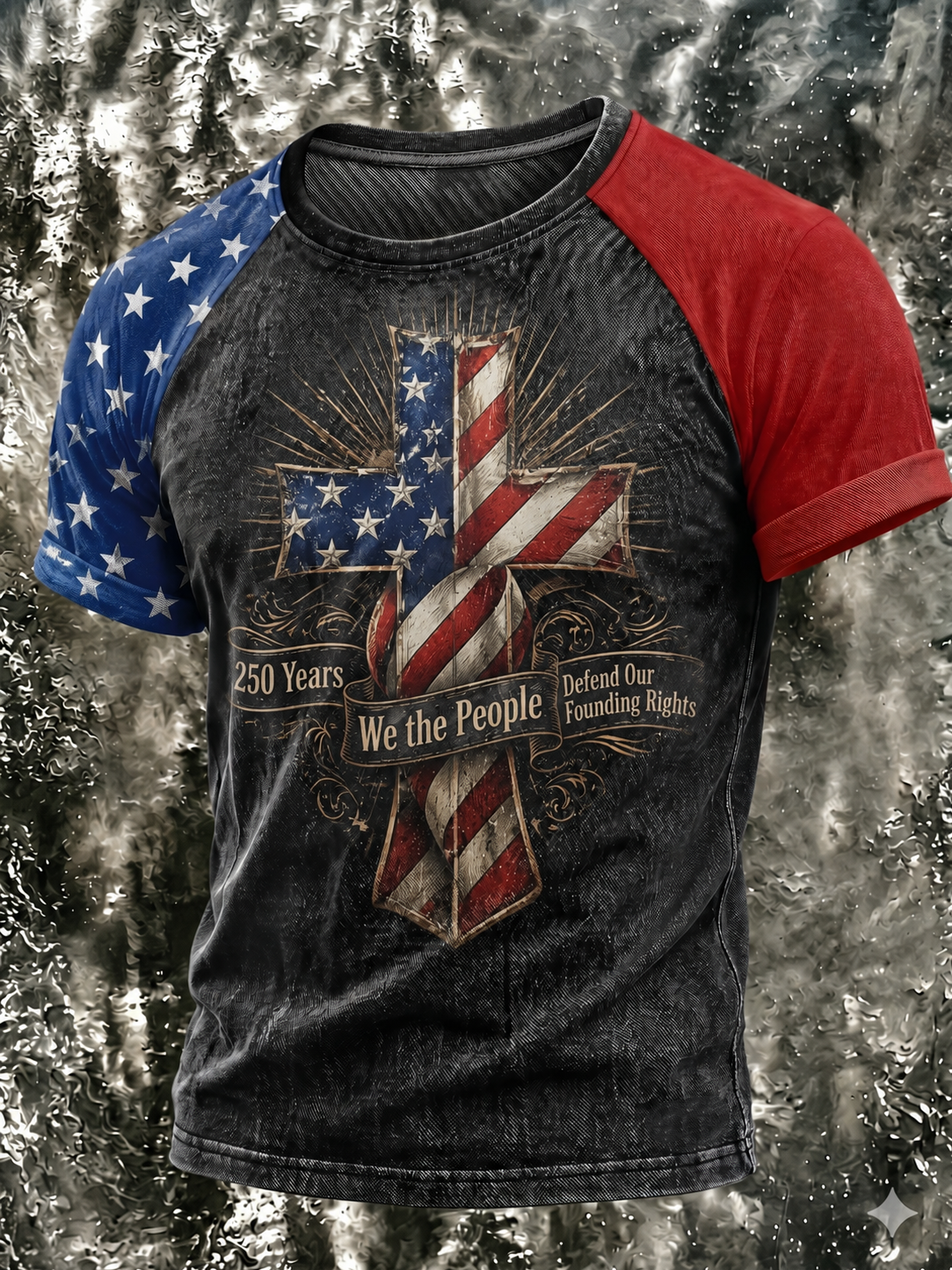 Men'S Cross Printed Short Sleeved T-Shirt