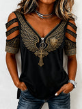 Female Casual Religious Belief Patriotic T-shirt