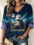 Women'S V-Neck Jackie & Shadow Printed T-Shirt
