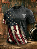 Men'S USA Independence Day Faith Art Printed T-Shirt