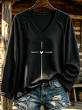 Women'S Faith Cross Printed Long Sleeve T-Shirt