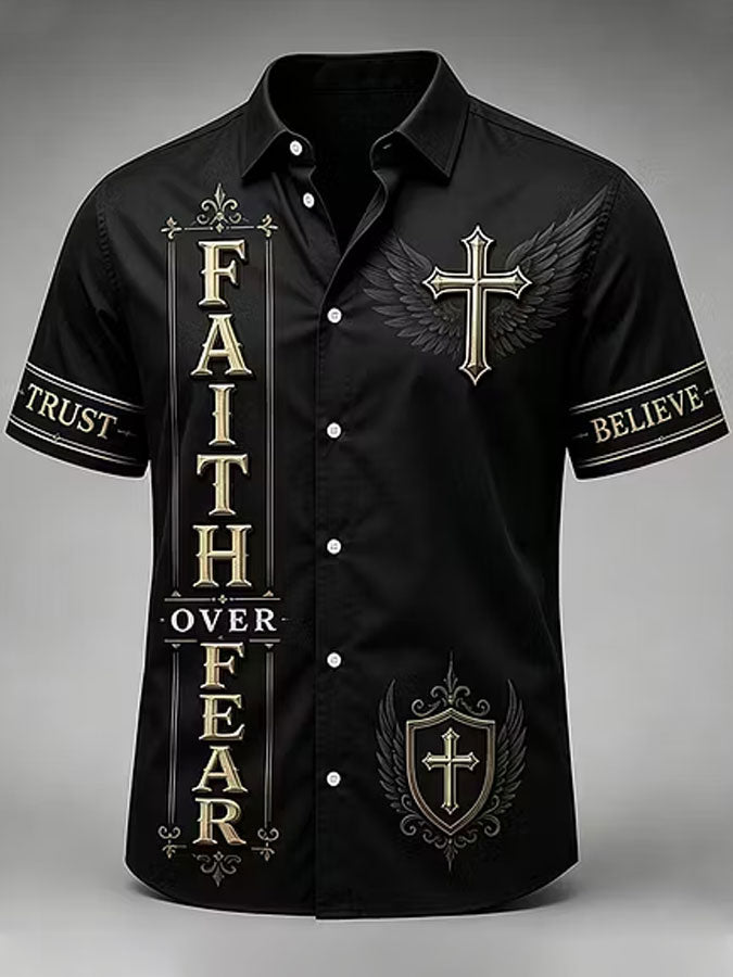 Men'S Faith Printed Casual Collar Shirt