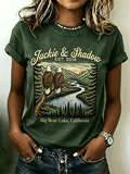 Women's Jackie & Shadow Big Bear Lake Twin Bald Eagle Landscape T‑Shirt