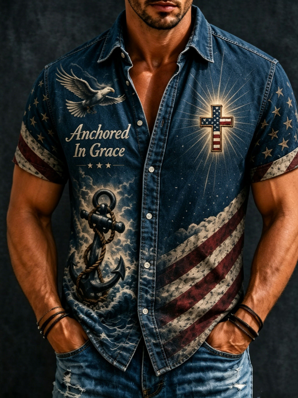 Men'S Faith Printed Casual Collar Shirt