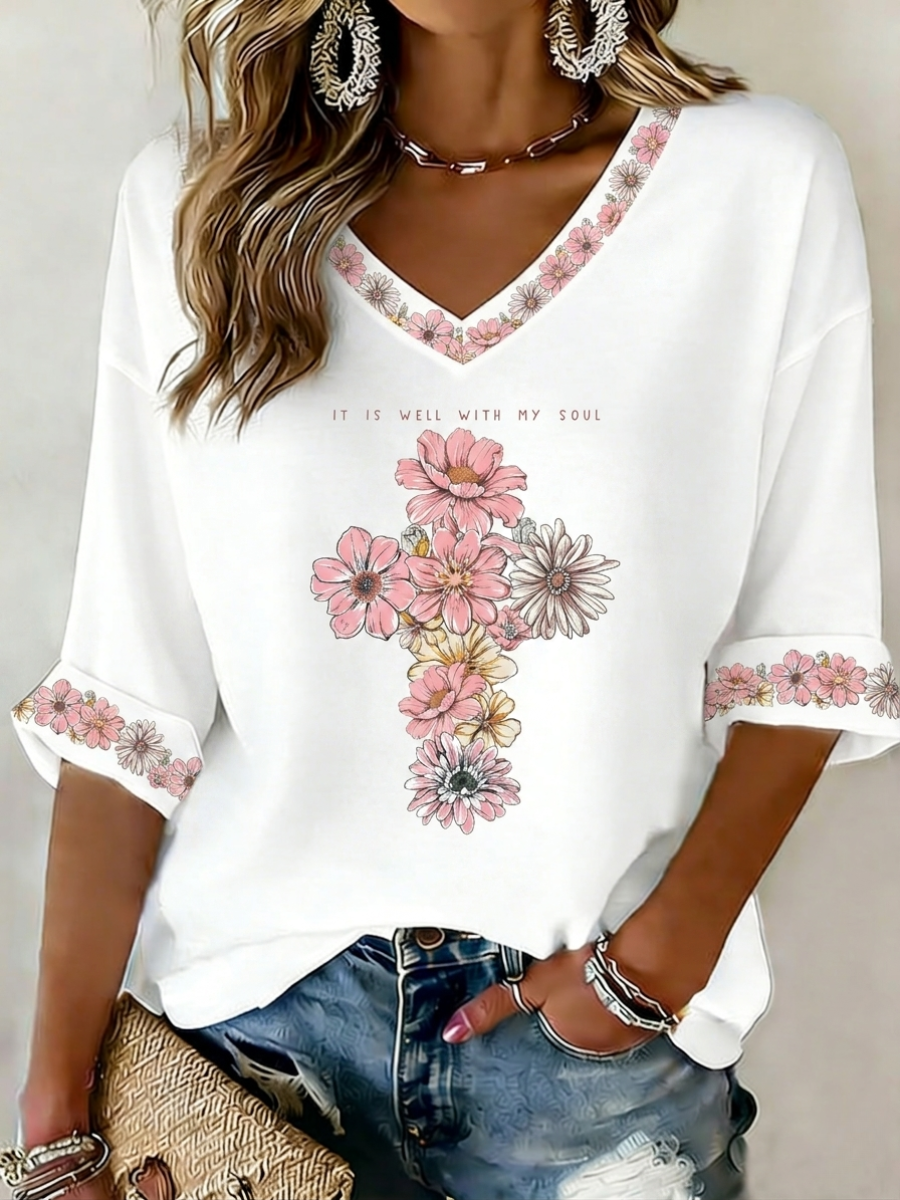 Women's Faith Print Casual Top