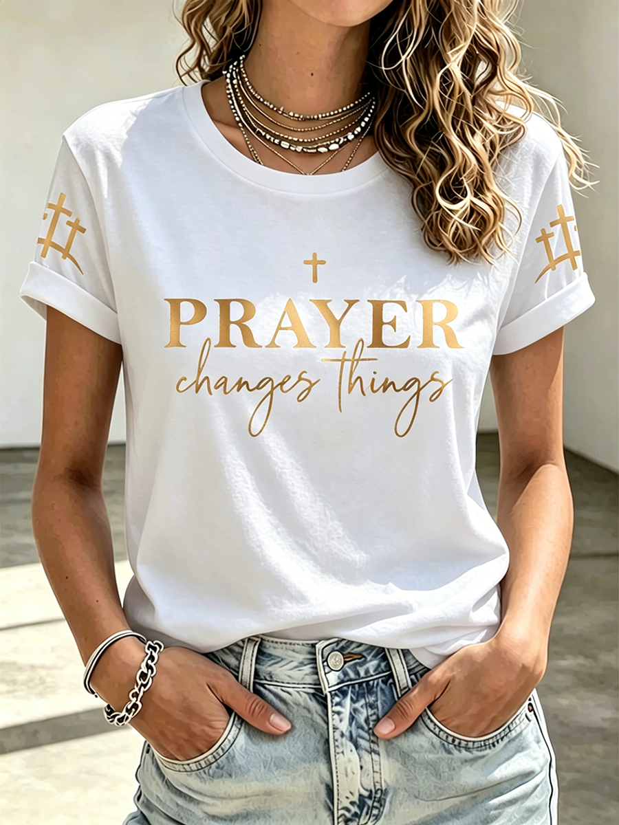 Jesus Faith Commemorative Printed Round Neck Top