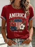 Women's Flag 250Th Anniversary Printed Short Sleeve T-Shirt
