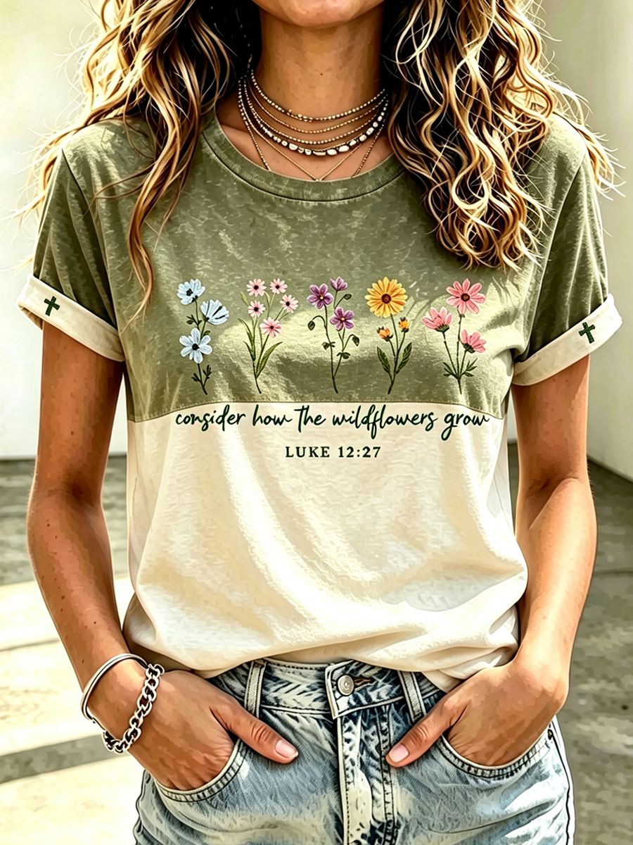 Women'S Retro Faith God Has A Plan Western Round Neck T-Shirt