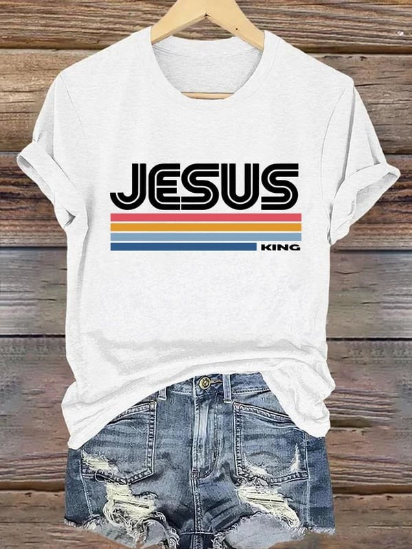 Women'S Casual Christian Faith Graphic Print Short Sleeve T-Shirt
