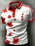 Men's Canadian Maple Leaf Print Casual Polo