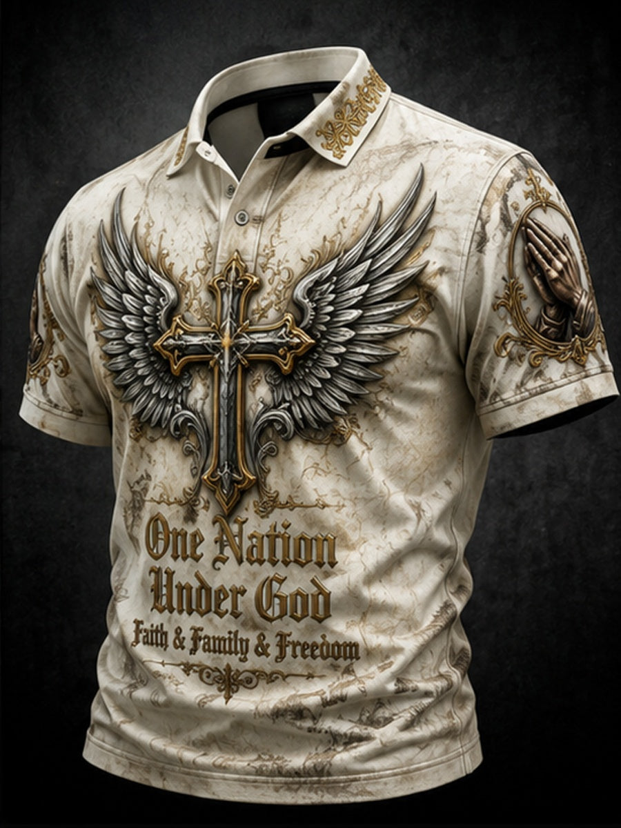 Retro JESUS Faith Art Men's Short-Sleeve Shirt