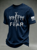Men's Retro Faith Eagle Wash Printed Art T-shirt