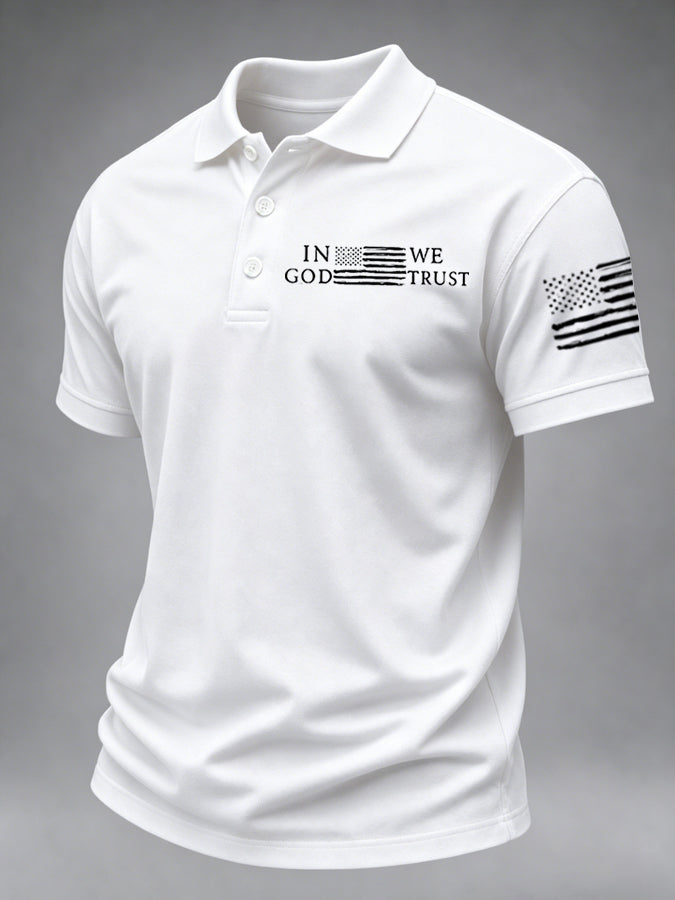 Men'S America 250 In God We Trust Printed Casual Polo Shirt