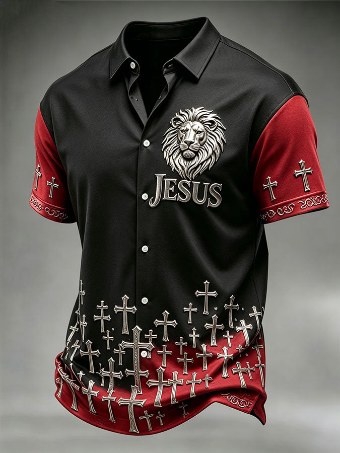 Men'S Faith Printed Casual Collar Shirt