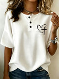 Women'S Casual Faith Waffle Short Sleeved Shirt