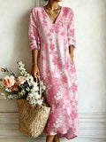Women'S Cotton And Linen Casual Faith Printed Loose Dress