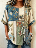Women'S Casual Print Cotton Linen Faith Print Top