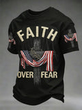 Men's Christian Jesus Cross Print Short Sleeve T-shirt