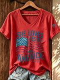 Women'S Love Jesus And America Too Print Printed T-Shirt