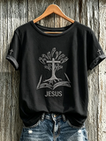 Women'S Faith Theme Print Pattern Printed Leisure Round Neck T-Shirt