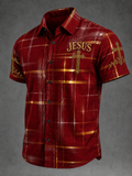 Men's casual belief art personalized printed collar shirt