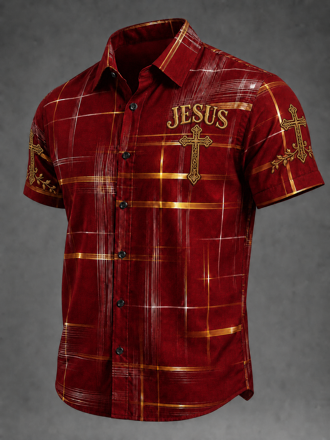 Men's casual belief art personalized printed collar shirt