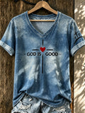 God Is Good Print Women's Casual T-Shirt