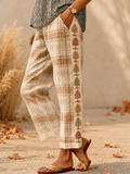 Women's Autumn Casual Pants With Pumpkin And Maple Leaf Print