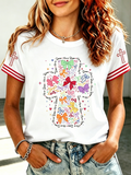 Women'S Religious Faith Floral Art Printed T-Shirt