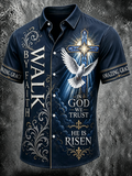 Men's Religious Faith Cross Printed Casual Shirt