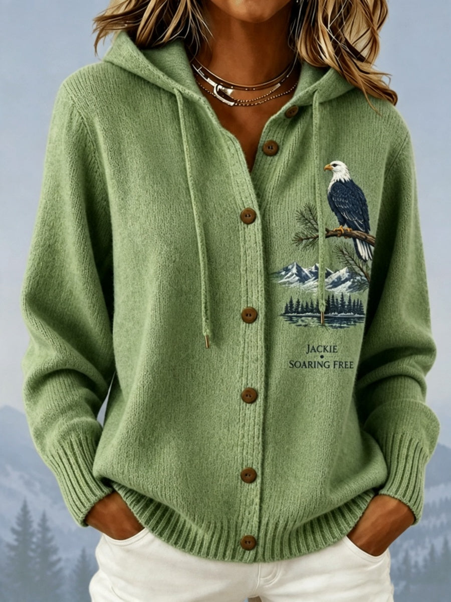 Women's Eagle Jackie Print Hooded Knit Sweatshirt