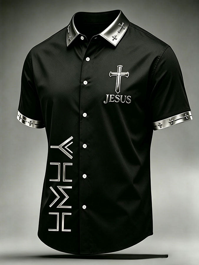 Men'S Faith Printed Casual Collar Shirt