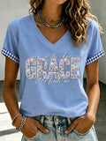 Women'S Preppy Even In The Chaos His Grace Finds MePrint Printed T-Shirt