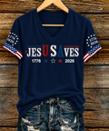 Women'S Clothing Belief JESUSVESPrinted Casual V-Neck Top