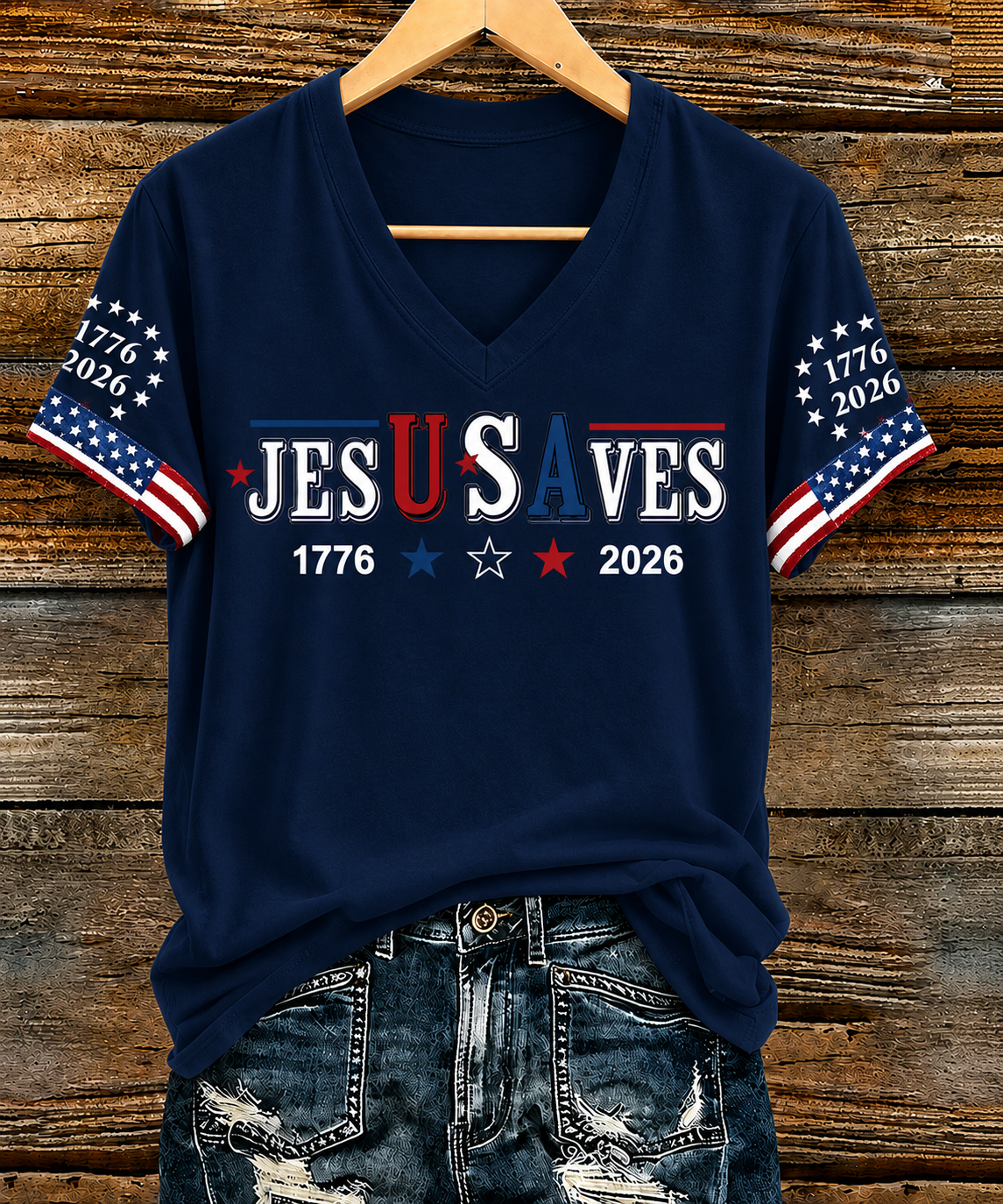 Women'S Clothing Belief JESUSVESPrinted Casual V-Neck Top
