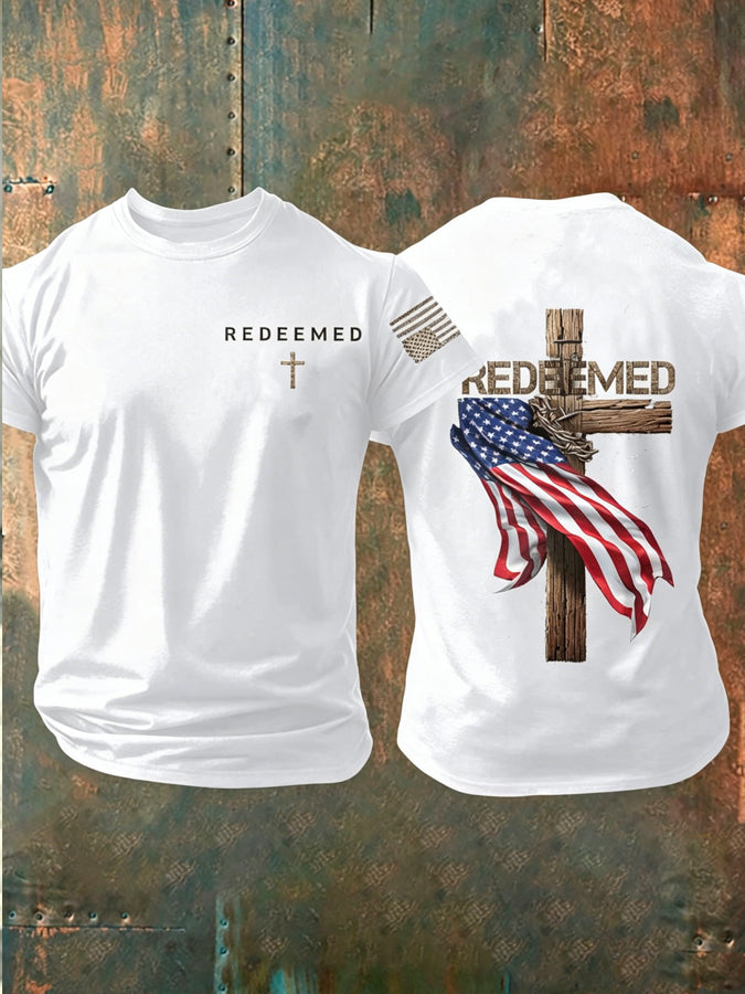 Men'S Faith Cross Flag Printed T-Shirt