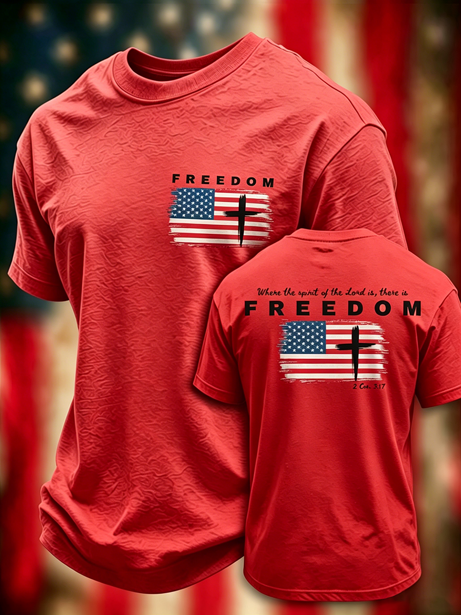 Freedom Faith Printed Round Neck T-Shirt From The United States