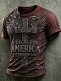 Men's God Bless America Print Short Sleeve T-Shirt