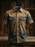 Men'S Western Style Faith Printed Casual Short Sleeved Shirt