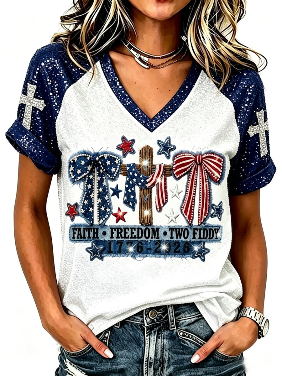Women'S Two Fiddy Faith Print T-Shirt