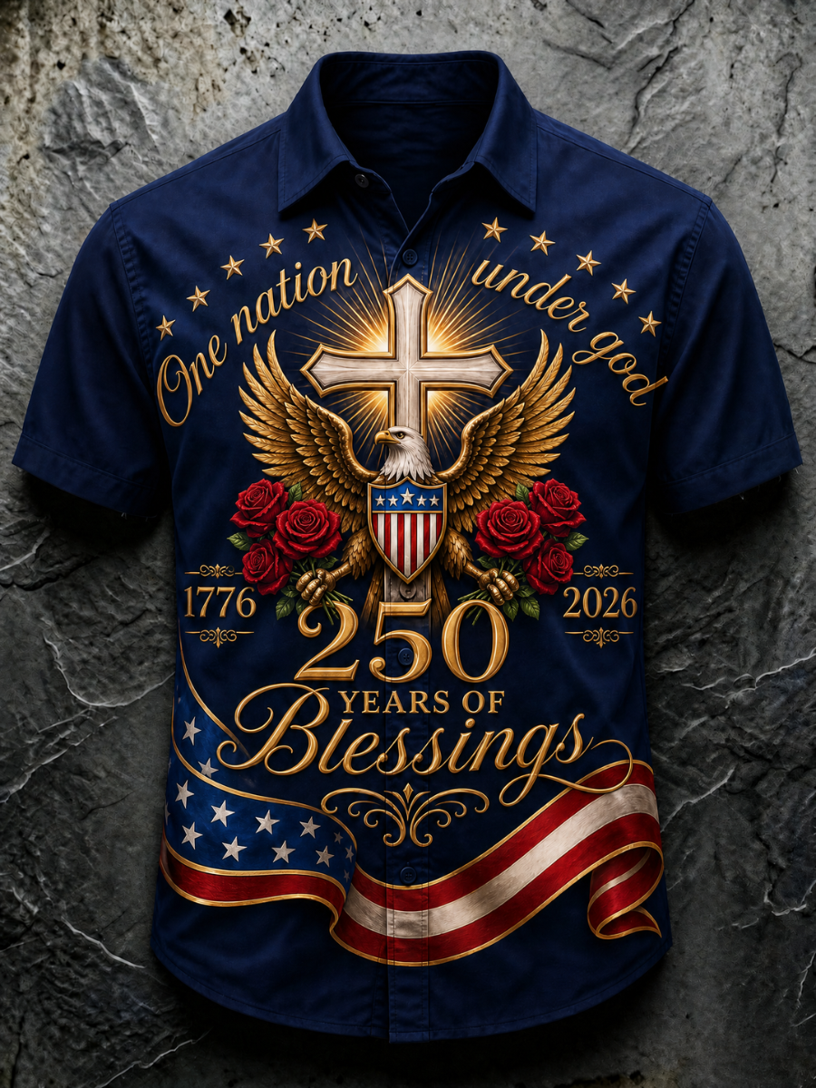 Men's America Flag Faith Printed Casual Shirt