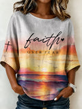 Women's Faith Cross Printed Casual Shirt