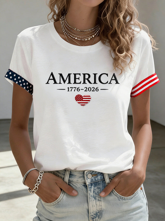 Women'S Patriotic Printed Casual T-Shirt From The United States