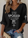 Jesus Cross Print V-Neck