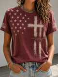 Women'S Clothing Belief, Freedom, Honor 1776 · 2026 And Flag Print Round Neck T-Shirt