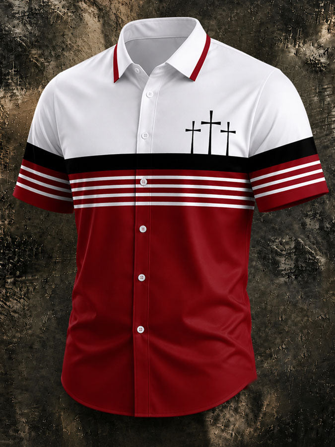 Men's Faith Cross Printed Casual Shirt
