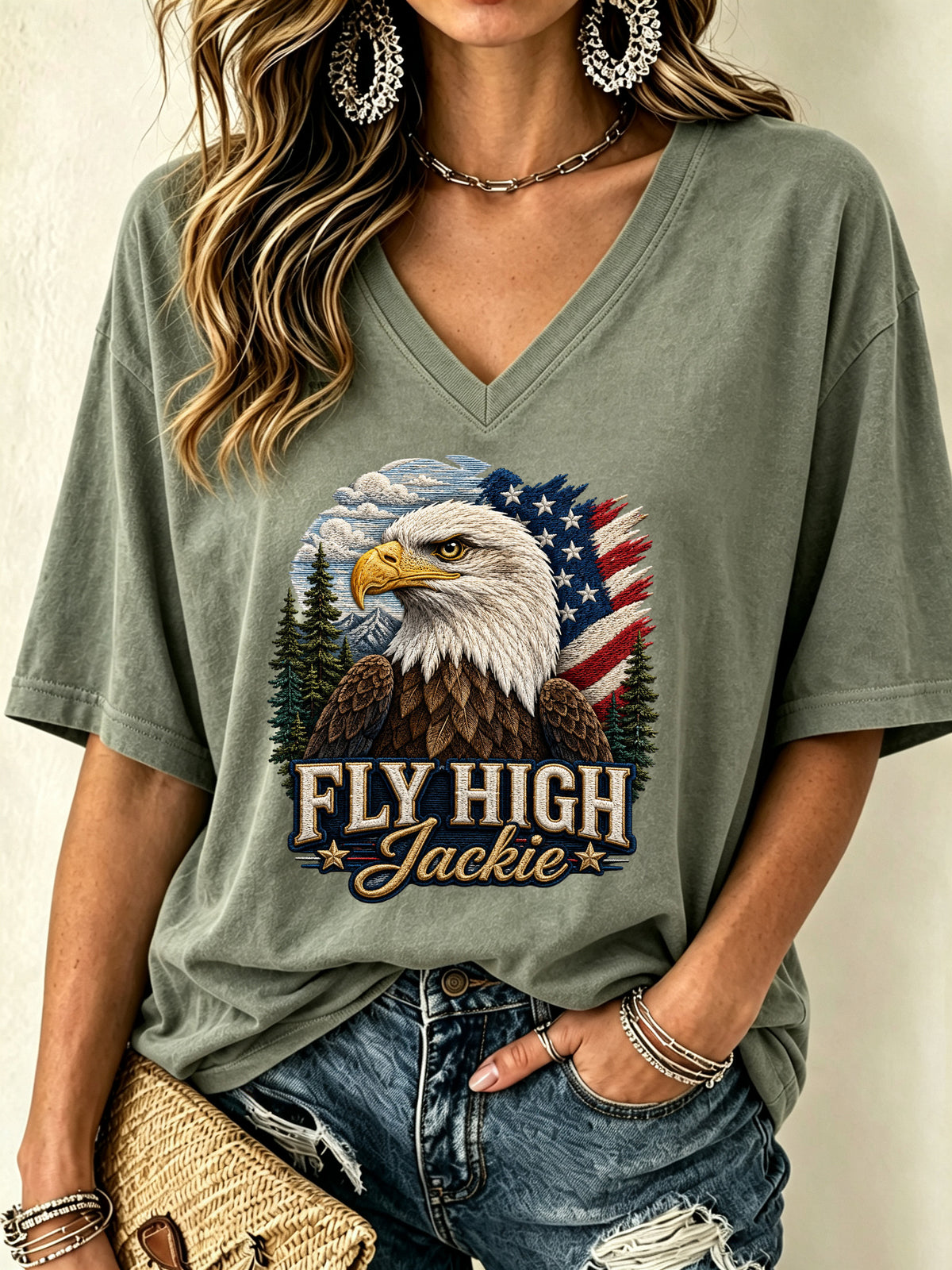 Women'S Eagle Print Short-Sleeve T-Shirt
