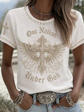 Women's One Nation Under God Cross-Print T-Shirt